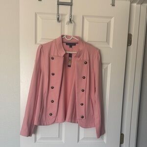 Tommy Hilfiger Pink Double-Breasted Military-Style Blazer